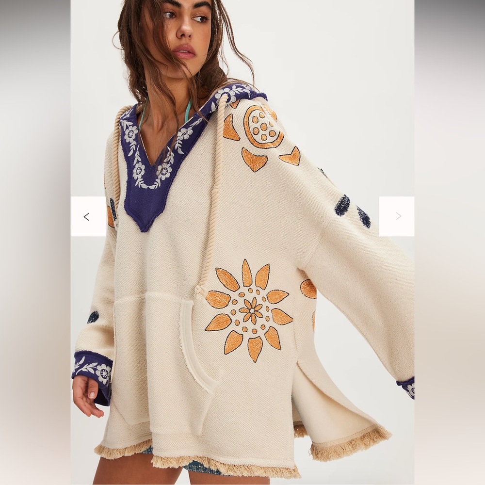 Free People Shoreline Cotton Terry Hooded Pullover Swearshirt. New without tags - Picture 4 of 16